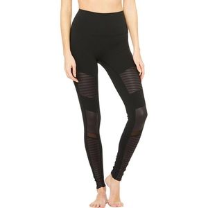 Alo High Waist Moto Mesh Black Leggings XS